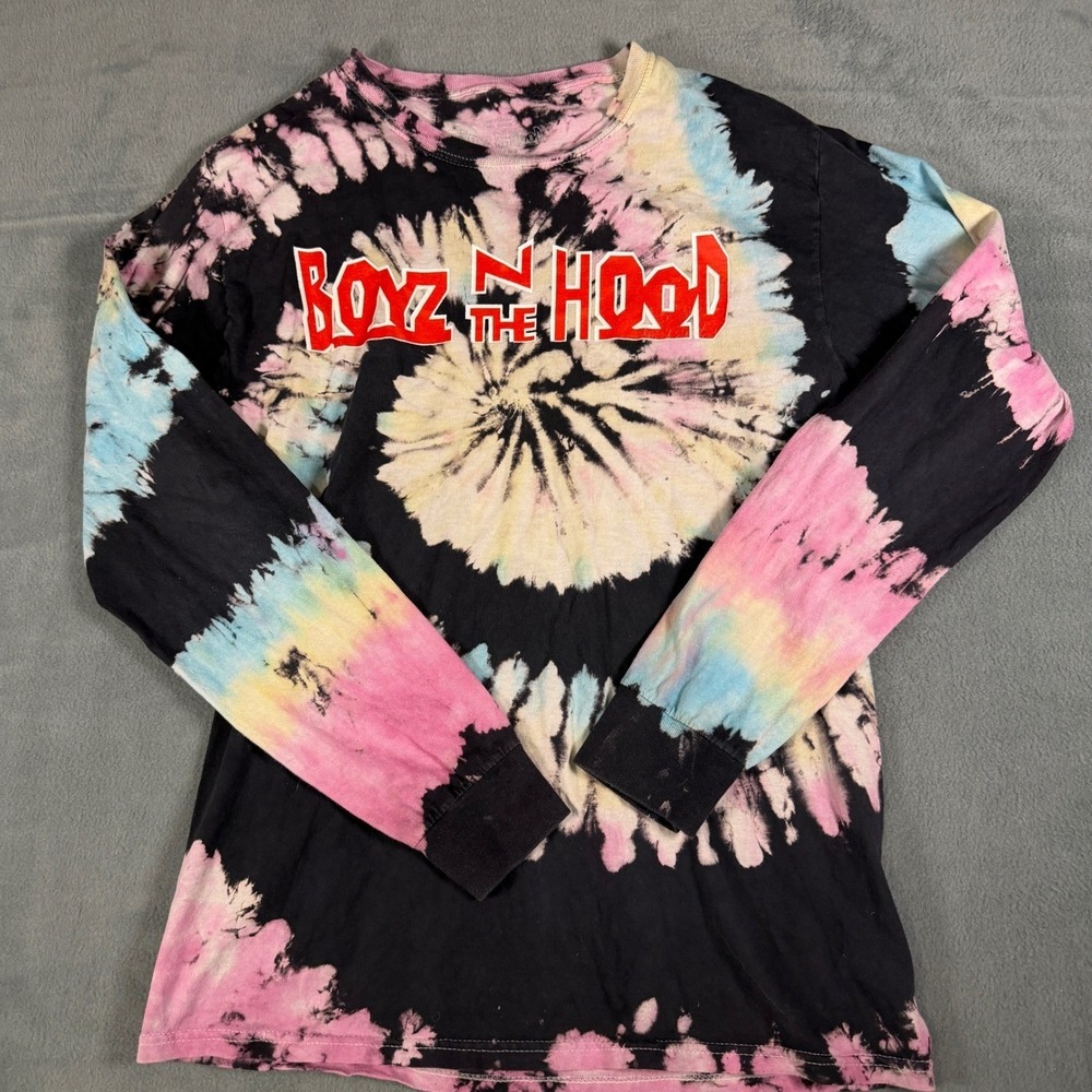 Boyz‎ N The Hood Tie Dye Long Sleeve Graphic T-Shirt Mens Small Black Pink Blue